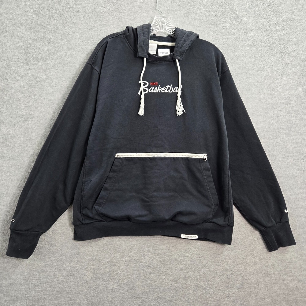 Nike Men Sweatshirt Large Black Standard Issue Po Dri Fit Logo Hoodie Pullover
